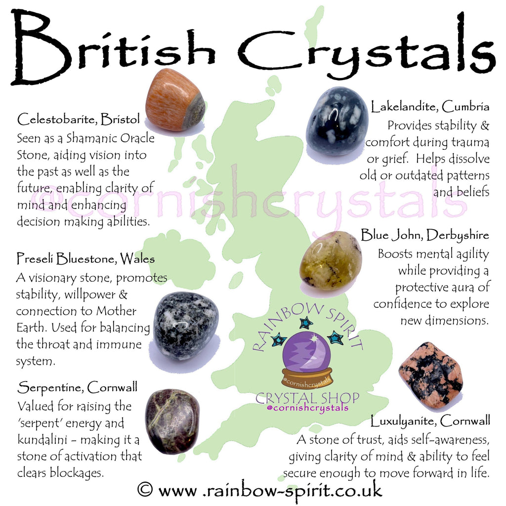British Crystals Set of Stones from England, Wales & Cornwall